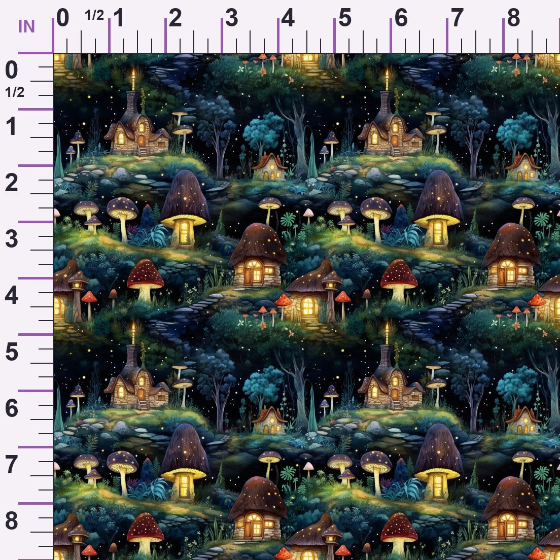 Toadstool Village Pattern 3 Minky Fabric