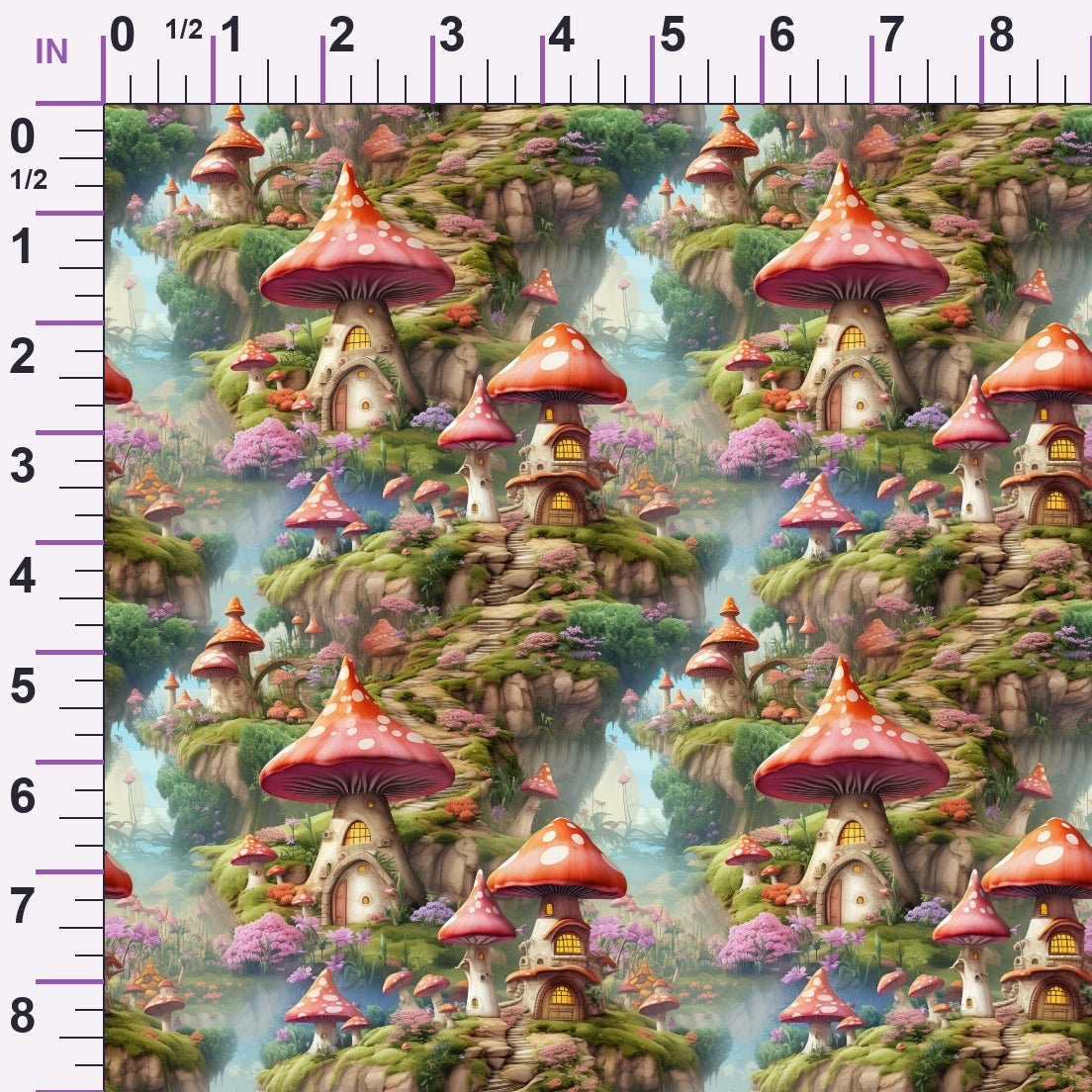Toadstool Village Pattern 5 Minky Fabric