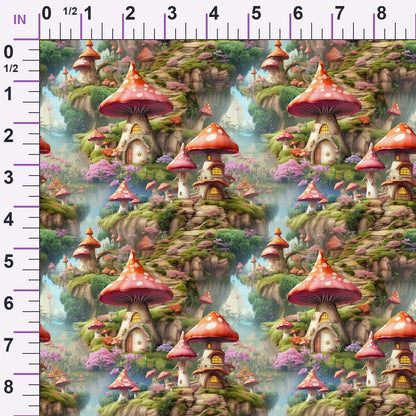Toadstool Village Pattern 5 Minky Fabric
