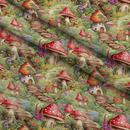 Toadstool Village Pattern 7 Minky Fabric