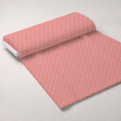 Two Tone Checkered Peach Puff Minky Fabric