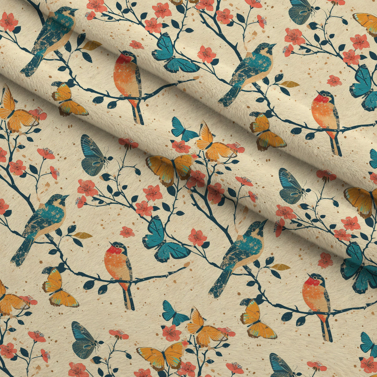 Vintage Aviary Pattern 2 Minky Fabric