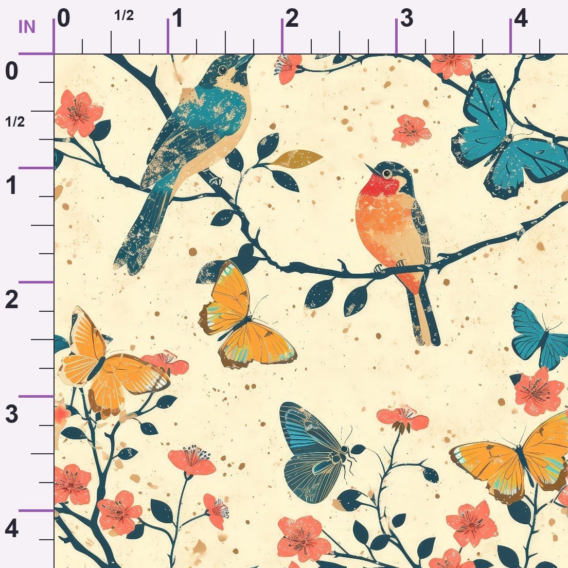 Vintage Aviary Pattern 2 Minky Fabric