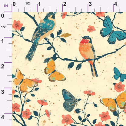 Vintage Aviary Pattern 2 Minky Fabric