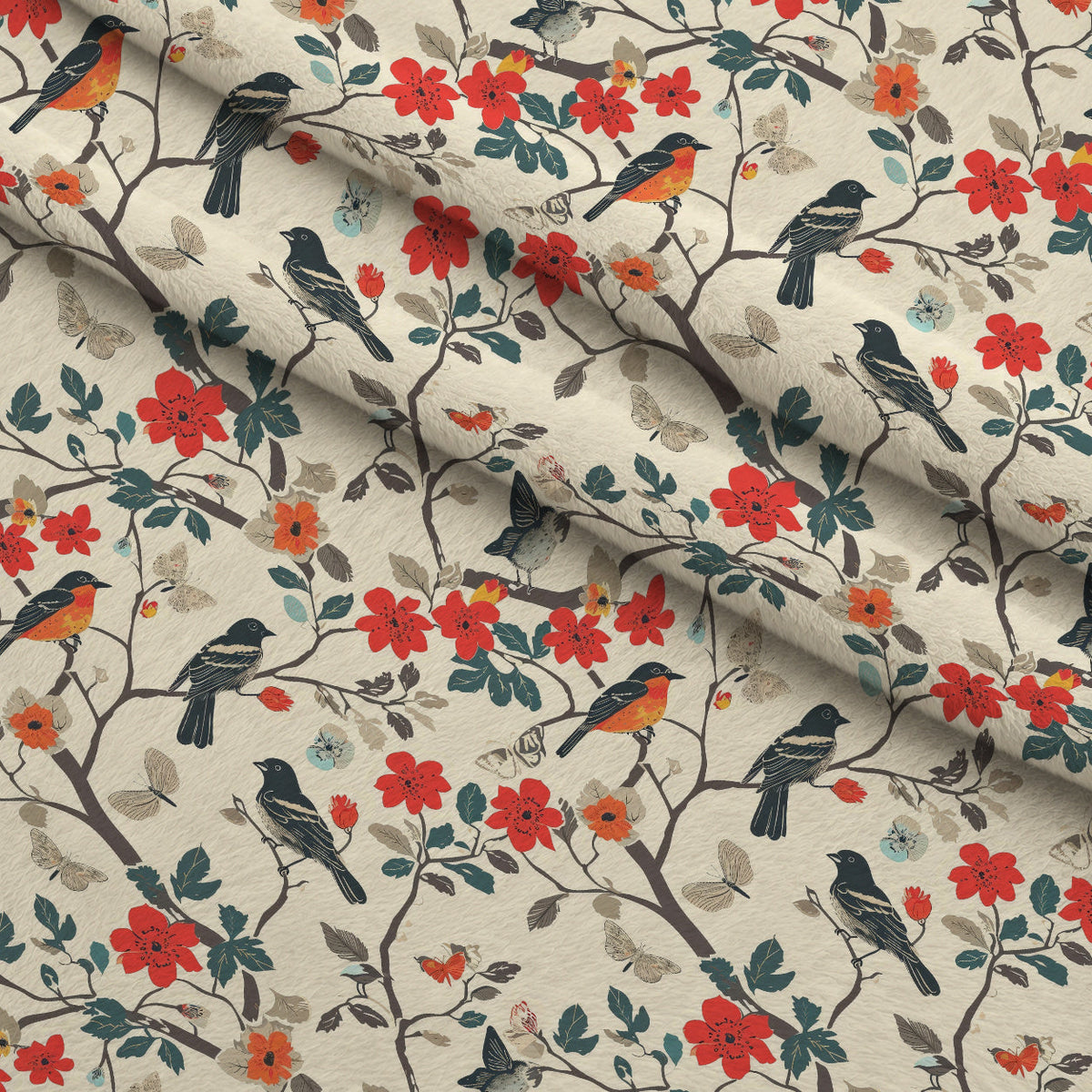 Vintage Aviary Pattern 3 Minky Fabric