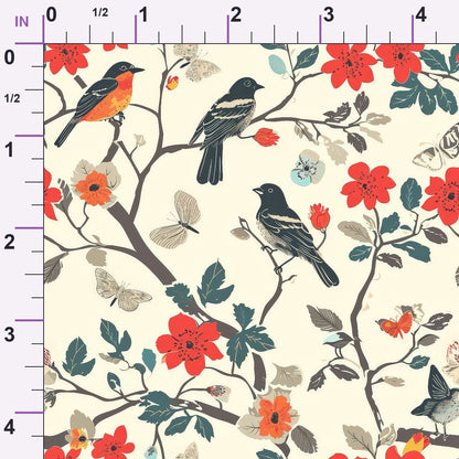 Vintage Aviary Pattern 3 Minky Fabric