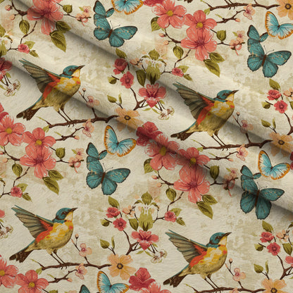 Vintage Aviary Pattern 4 Minky Fabric