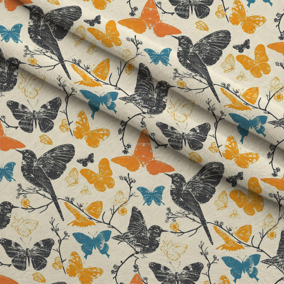 Vintage Aviary Pattern 5 Minky Fabric