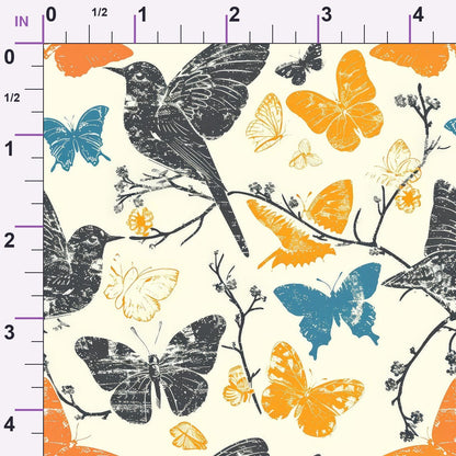 Vintage Aviary Pattern 5 Minky Fabric