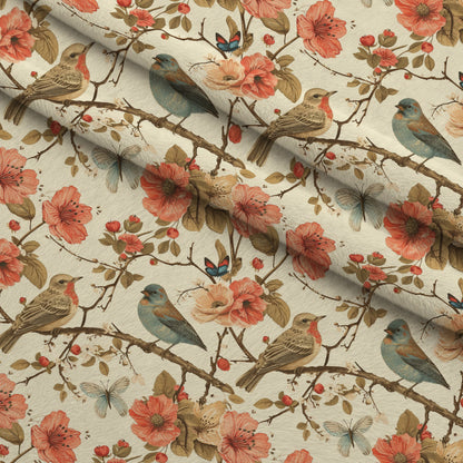 Vintage Aviary Pattern 6 Minky Fabric