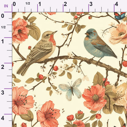Vintage Aviary Pattern 6 Minky Fabric