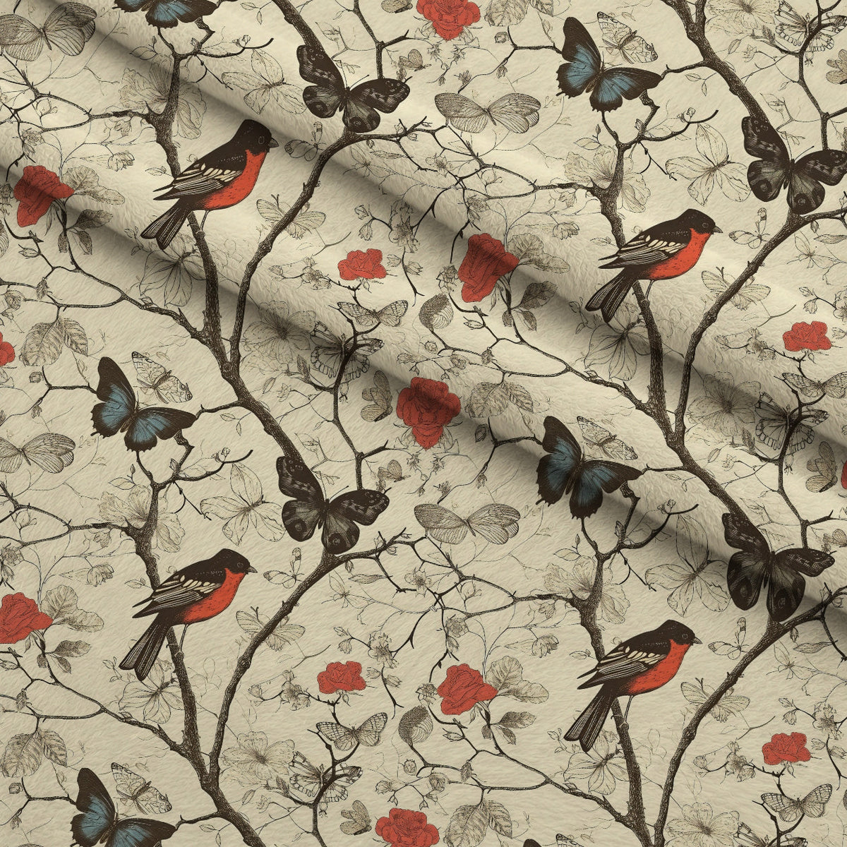 Vintage Aviary Pattern 7 Minky Fabric