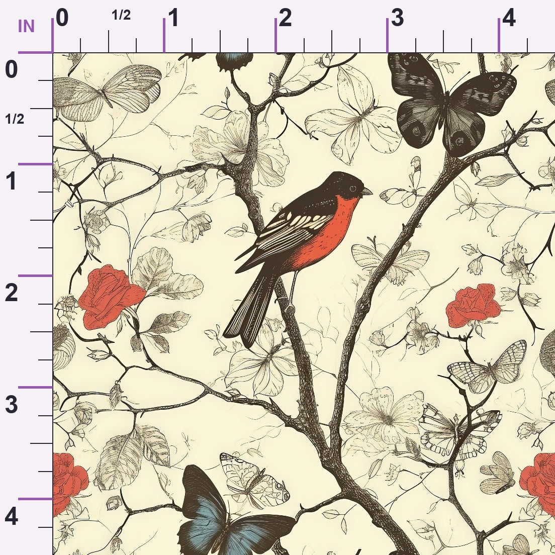 Vintage Aviary Pattern 7 Minky Fabric