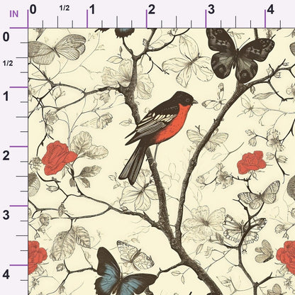 Vintage Aviary Pattern 7 Minky Fabric