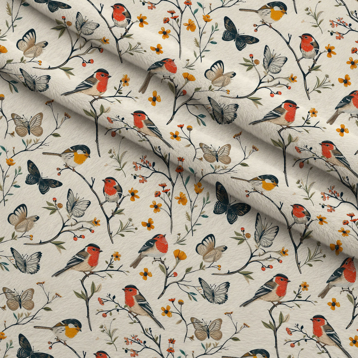 Vintage Aviary Pattern 8 Minky Fabric