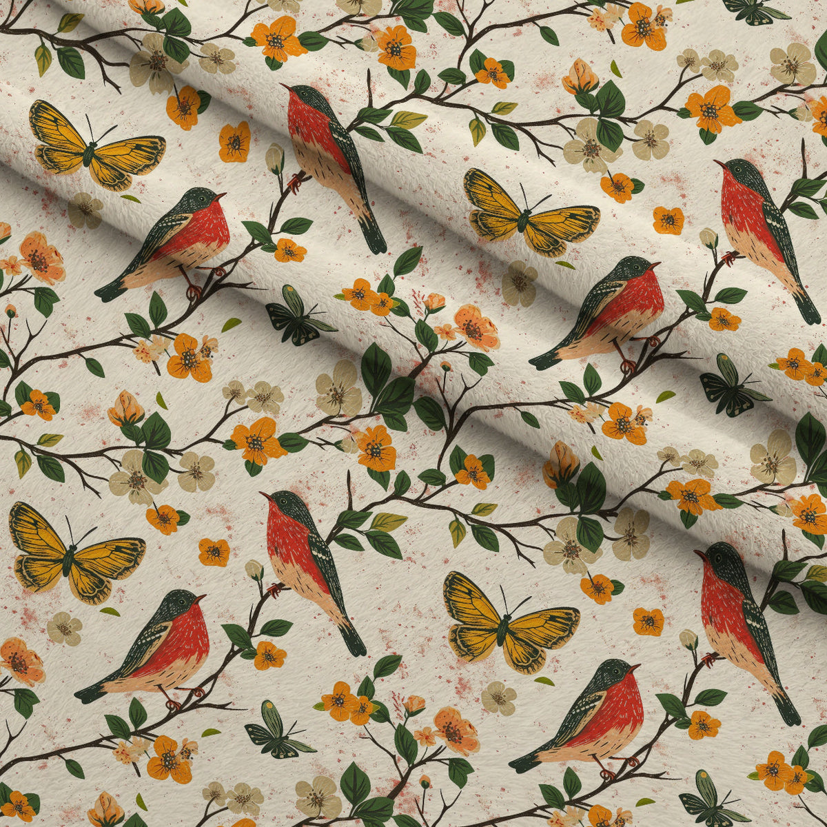Vintage Aviary Pattern 9 Minky Fabric