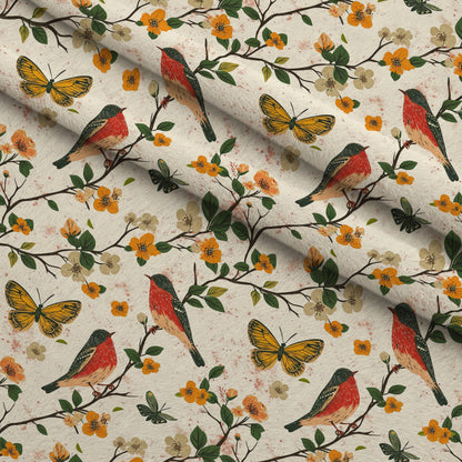 Vintage Aviary Pattern 9 Minky Fabric