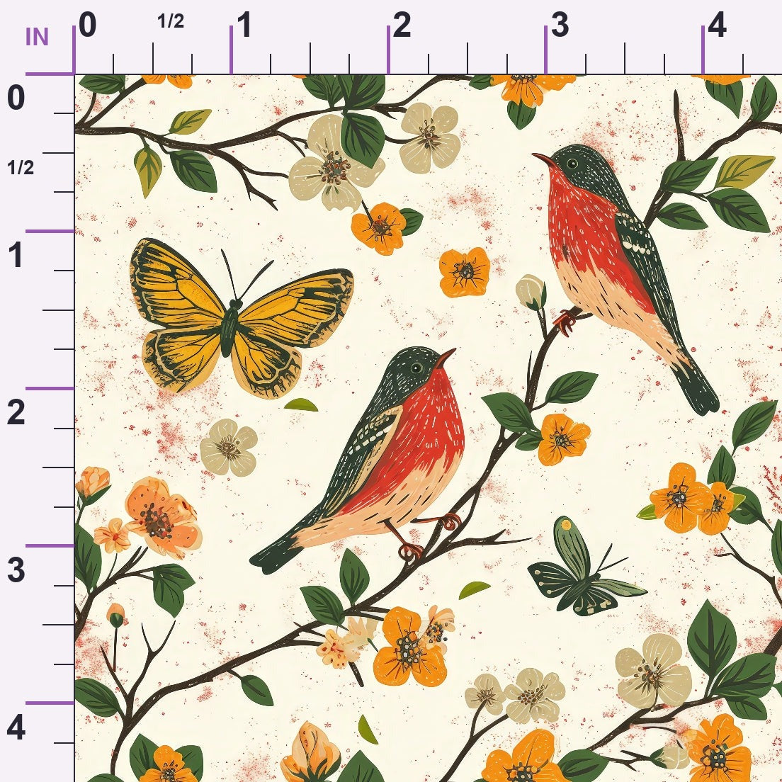 Vintage Aviary Pattern 9 Minky Fabric