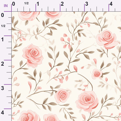 Vintage Blush Blooms Pattern 1 Minky Fabric