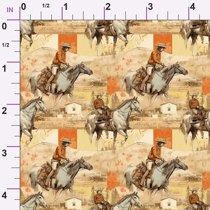 Vintage Frontier Pattern 14 Minky Fabric
