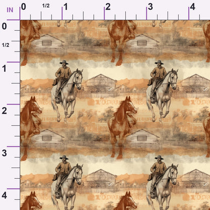 Vintage Frontier Pattern 19 Minky Fabric