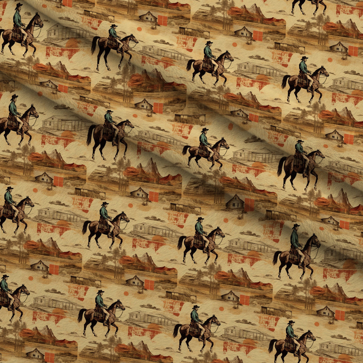 Vintage Frontier Pattern 2 Minky Fabric