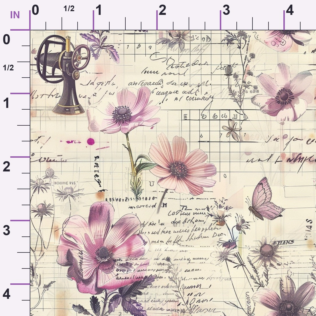 Vintage Notions Pattern 2 Minky Fabric