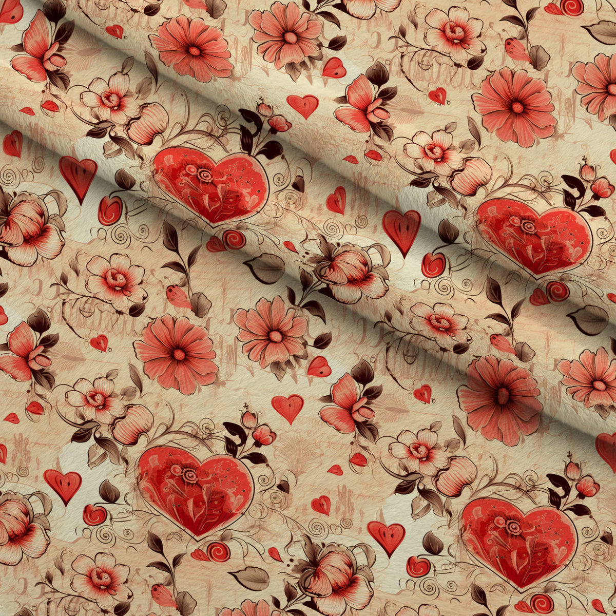 Vintage Valentines Day Pattern 9 Minky Fabric