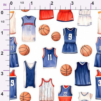 Watercolor Basketball Minky Fabric