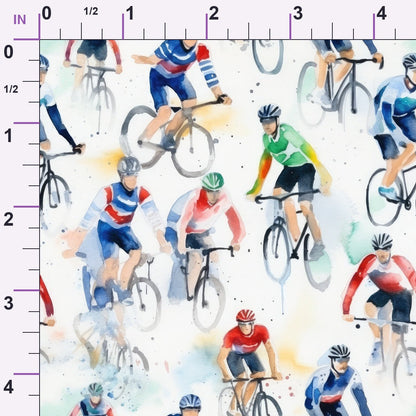 Watercolor Cycling Minky Fabric