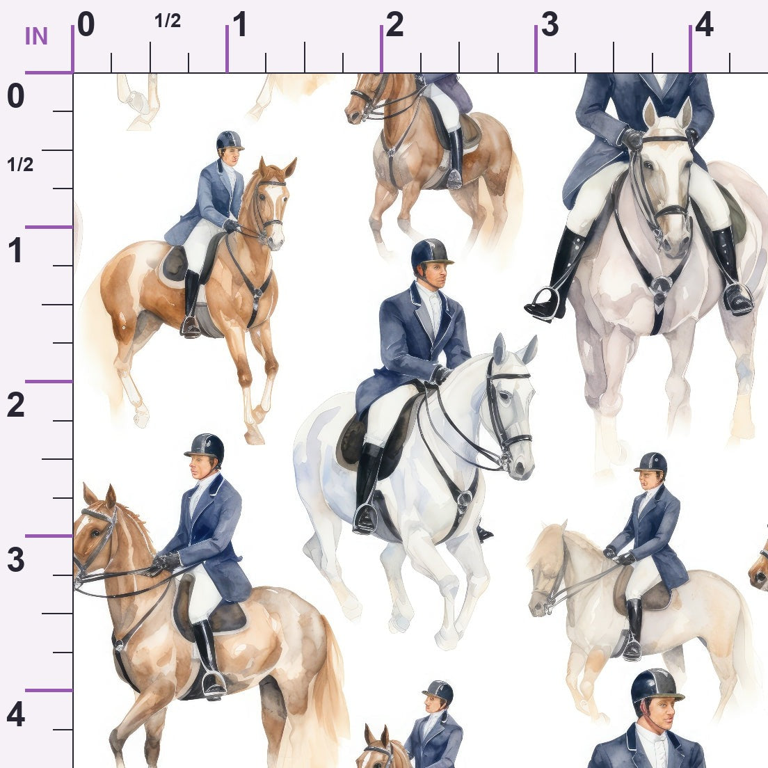 Watercolor Equestrian Minky Fabric
