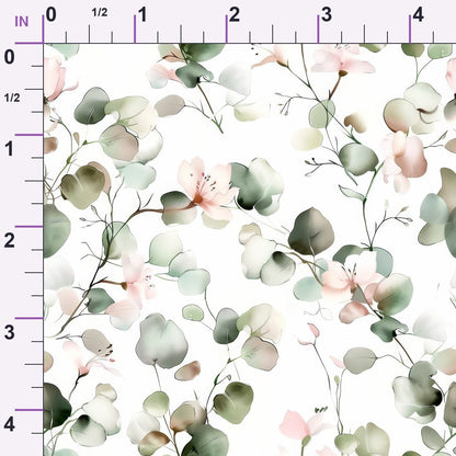 Watercolor Floral Eucalyptus Minky Fabric