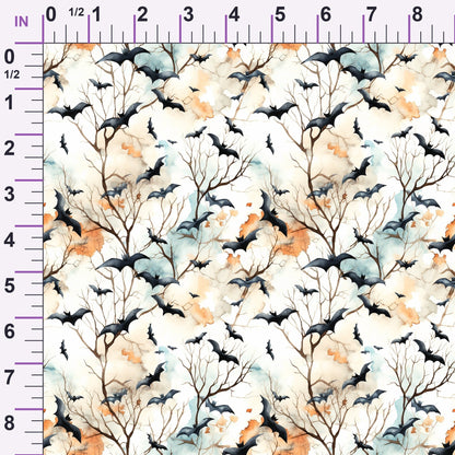Watercolor Halloween Bats Pattern 10 Minky Fabric