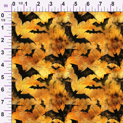 Watercolor Halloween Bats Pattern 7 Minky Fabric
