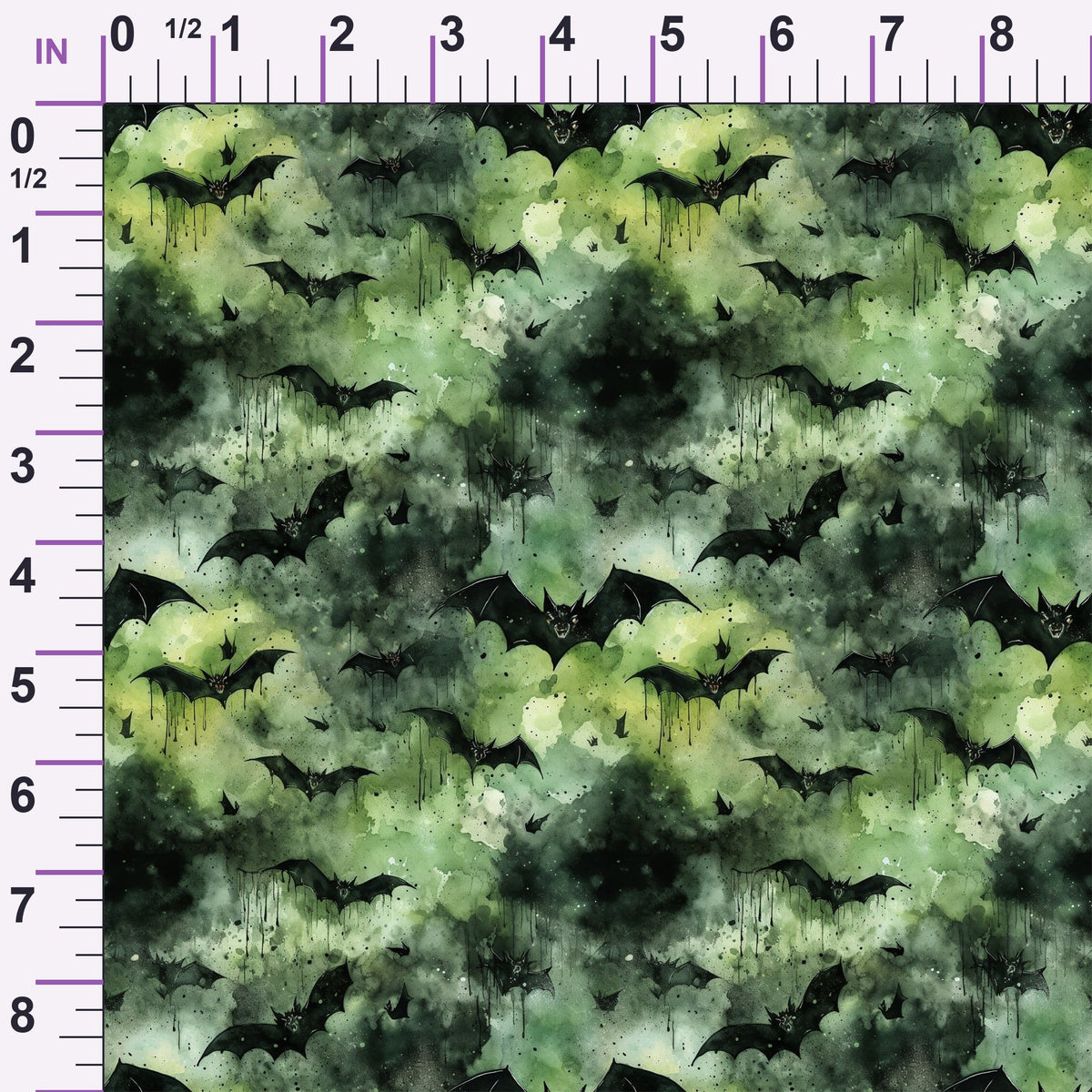 Watercolor Halloween Bats Pattern 8 Minky Fabric