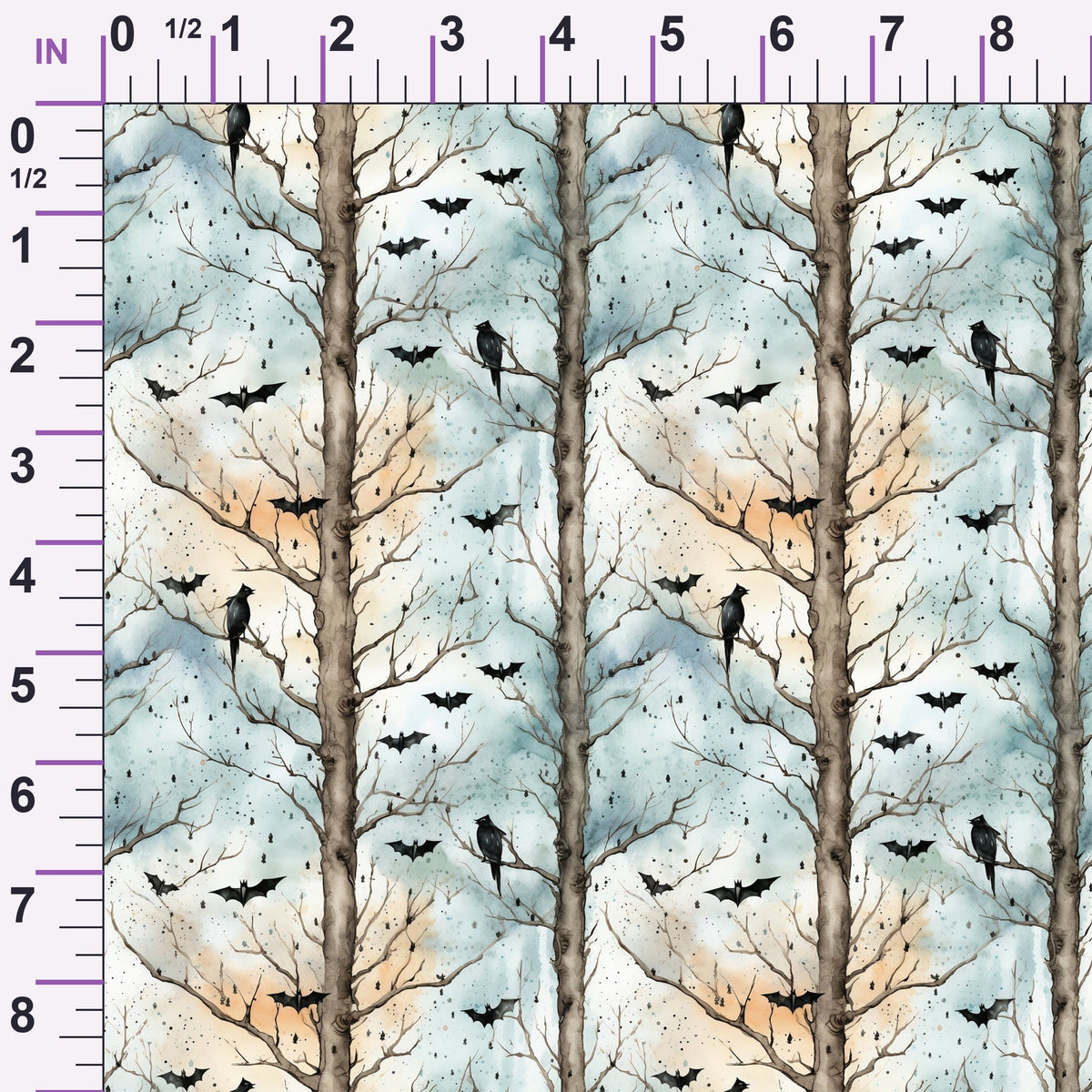Watercolor Halloween Bats Pattern 9 Minky Fabric