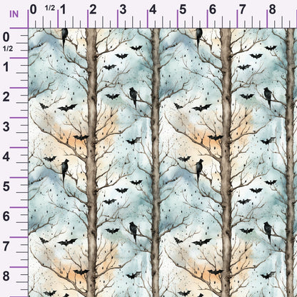 Watercolor Halloween Bats Pattern 9 Minky Fabric