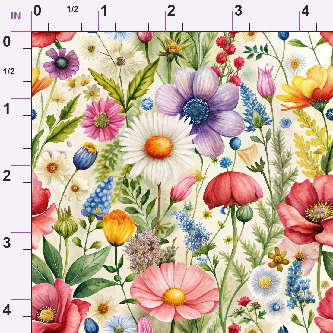 Watercolor Meadow Pattern 1 Minky Fabric