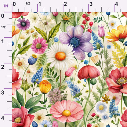 Watercolor Meadow Pattern 1 Minky Fabric