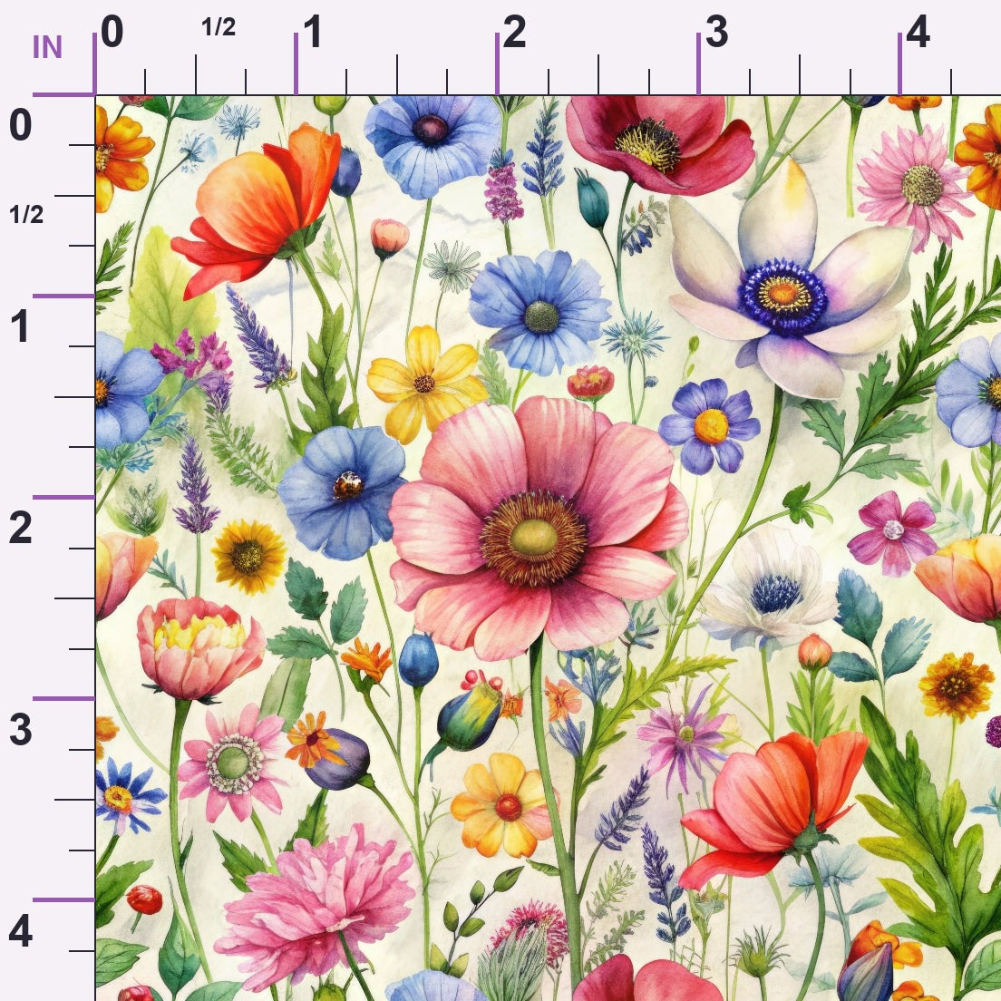 Watercolor Meadow Pattern 10 Minky Fabric