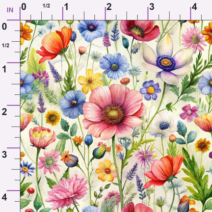 Watercolor Meadow Pattern 10 Minky Fabric