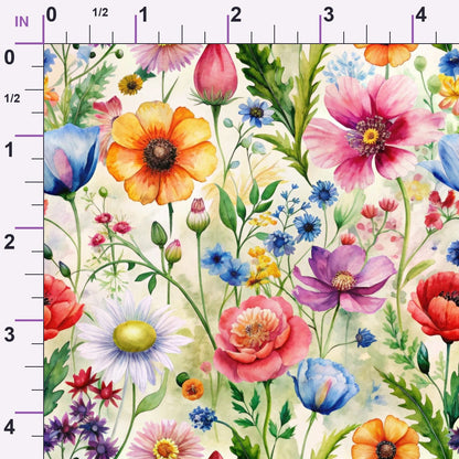 Watercolor Meadow Pattern 11 Minky Fabric
