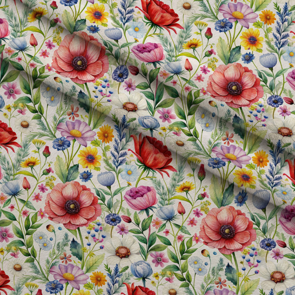 Watercolor Meadow Pattern 12 Minky Fabric