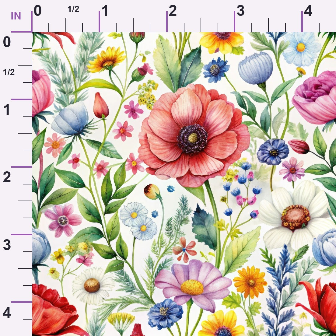 Watercolor Meadow Pattern 12 Minky Fabric