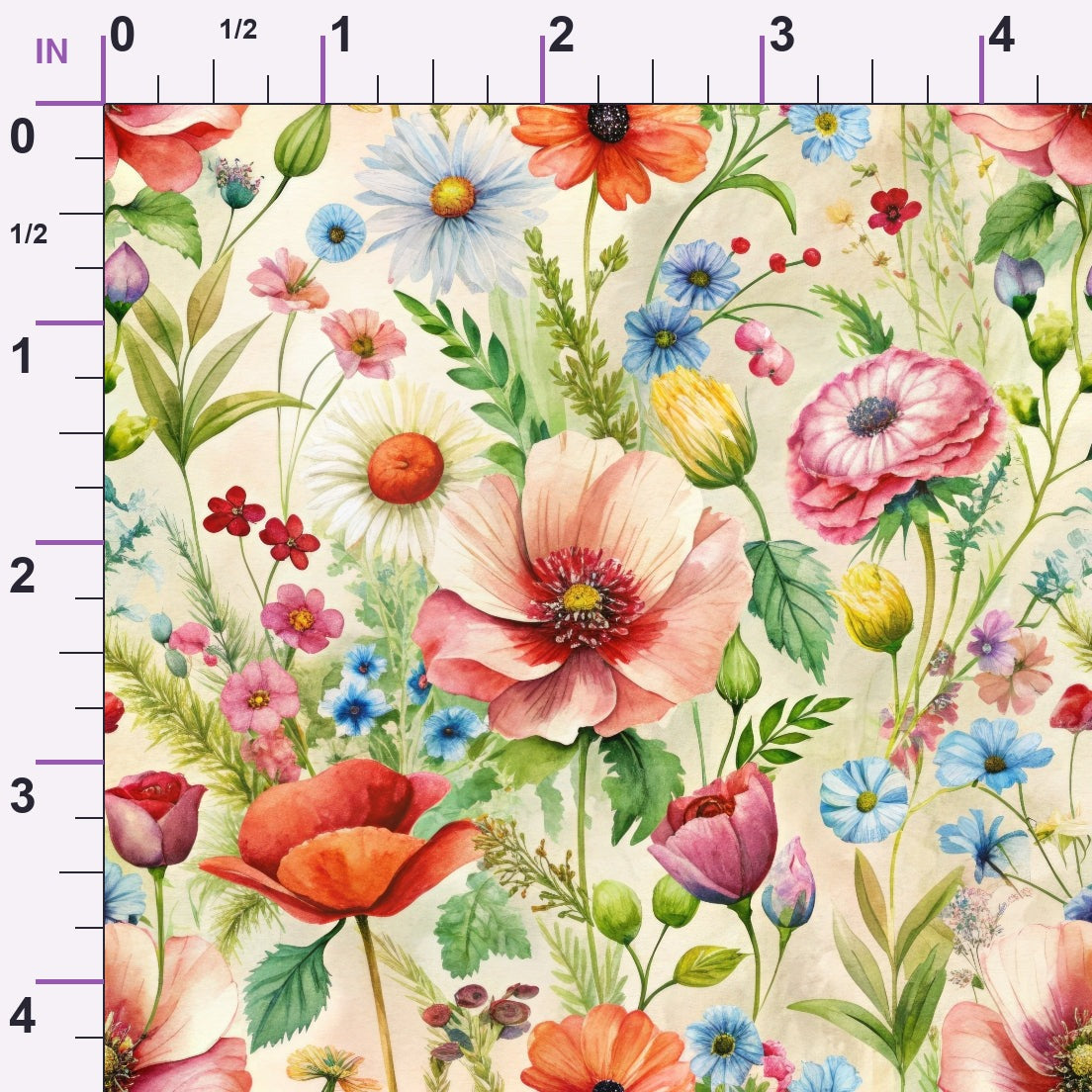 Watercolor Meadow Pattern 2 Minky Fabric