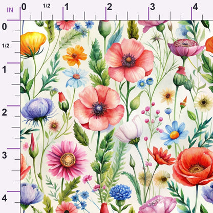 Watercolor Meadow Pattern 3 Minky Fabric