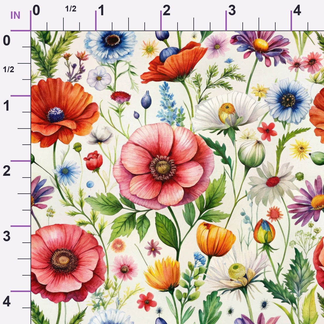 Watercolor Meadow Pattern 4 Minky Fabric