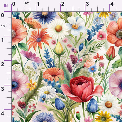 Watercolor Meadow Pattern 5 Minky Fabric