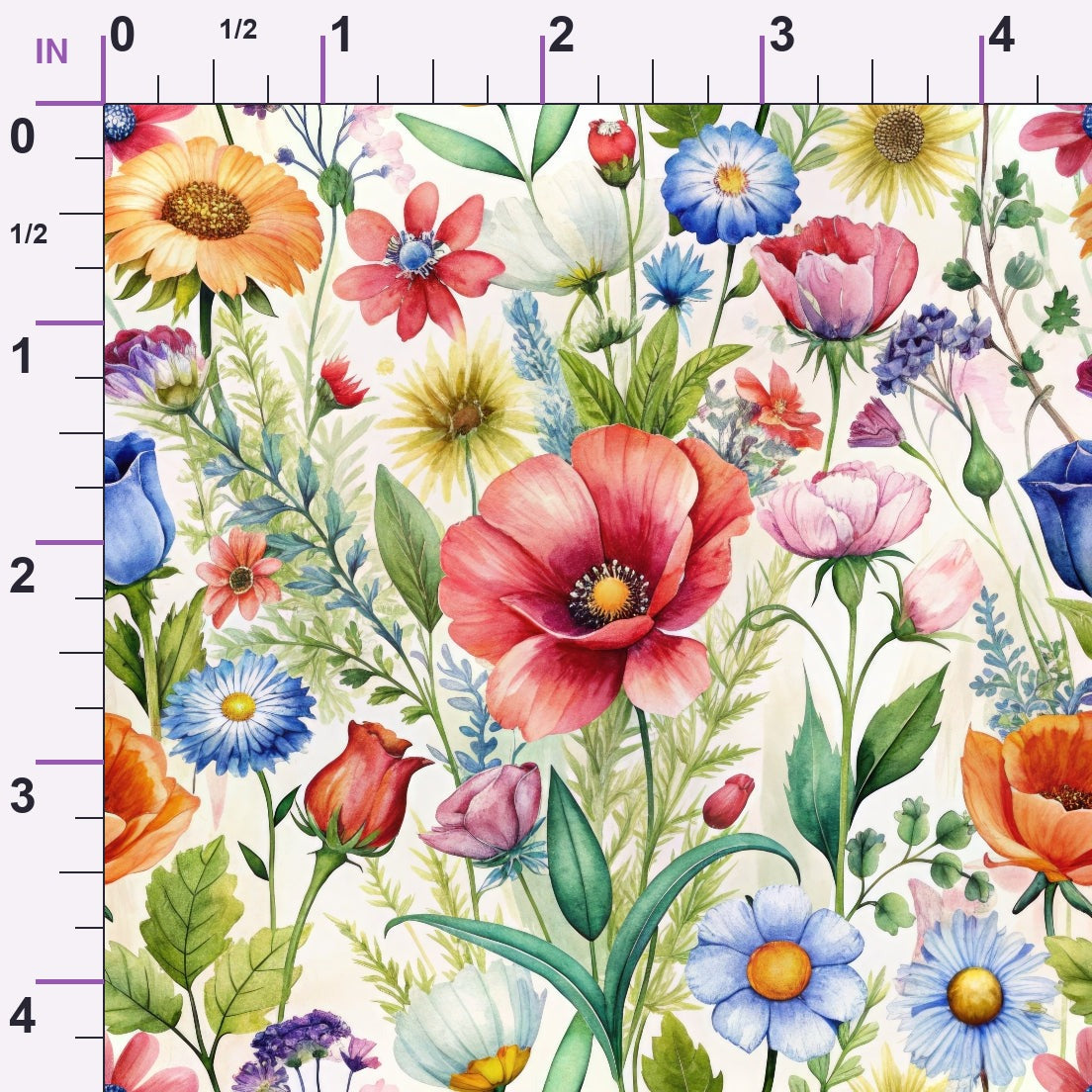 Watercolor Meadow Pattern 7 Minky Fabric