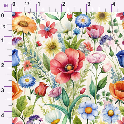 Watercolor Meadow Pattern 7 Minky Fabric